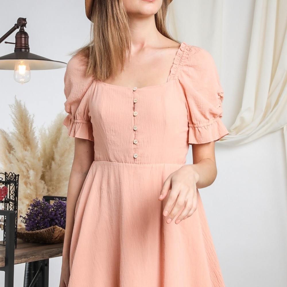 OPEN BACK DRESS IN SALMON - Picture 6 of 7